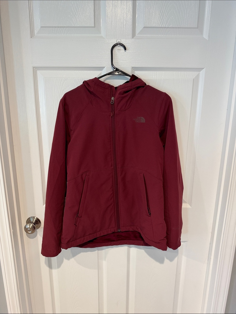 The North Face Women's Burgundy Hooded Windbreaker Jacket
